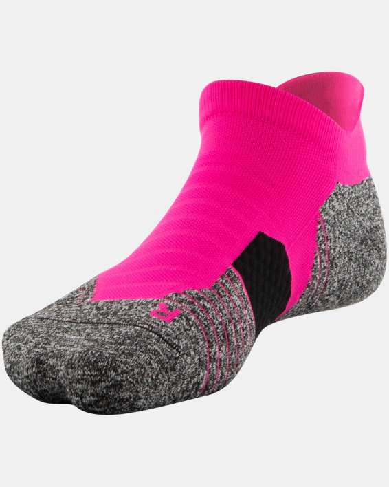 Unisex UA Run Cushion 3-Pack No Show Tab Socks, Pink, pdpMainDesktop image number 2
